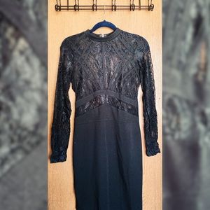 Sheer, lace black cocktail dress